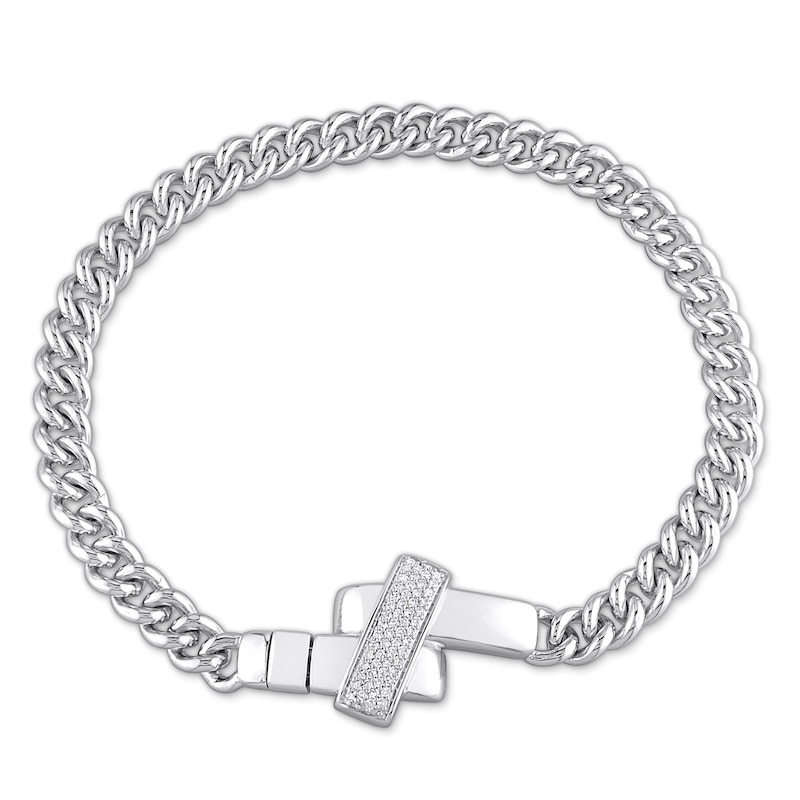 Main Image 1 of Y-Knot Men's Diamond Bracelet 1/3 ct tw Round Sterling Silver