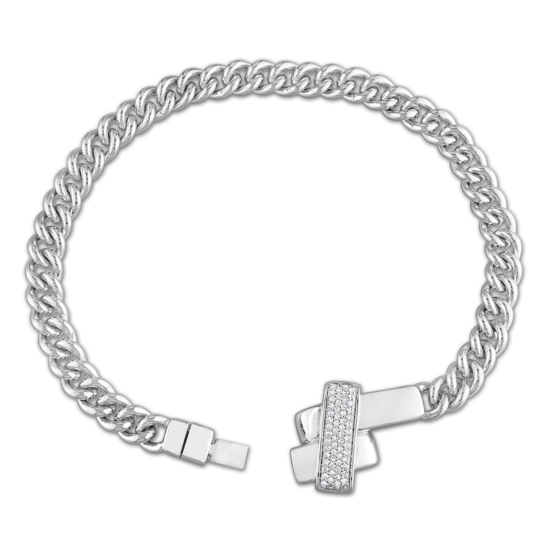 Main Image 2 of Y-Knot Men's Diamond Bracelet 1/3 ct tw Round Sterling Silver
