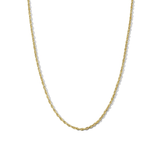 Solid Glitter Rope Necklace 14K Yellow Gold 18" 2mm