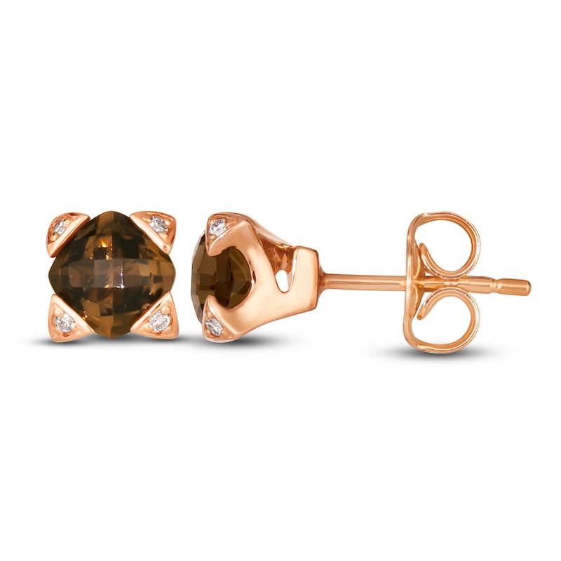 Main Image 1 of Le Vian Natural Smoky Quartz Stud Earrings 14K Strawberry Gold