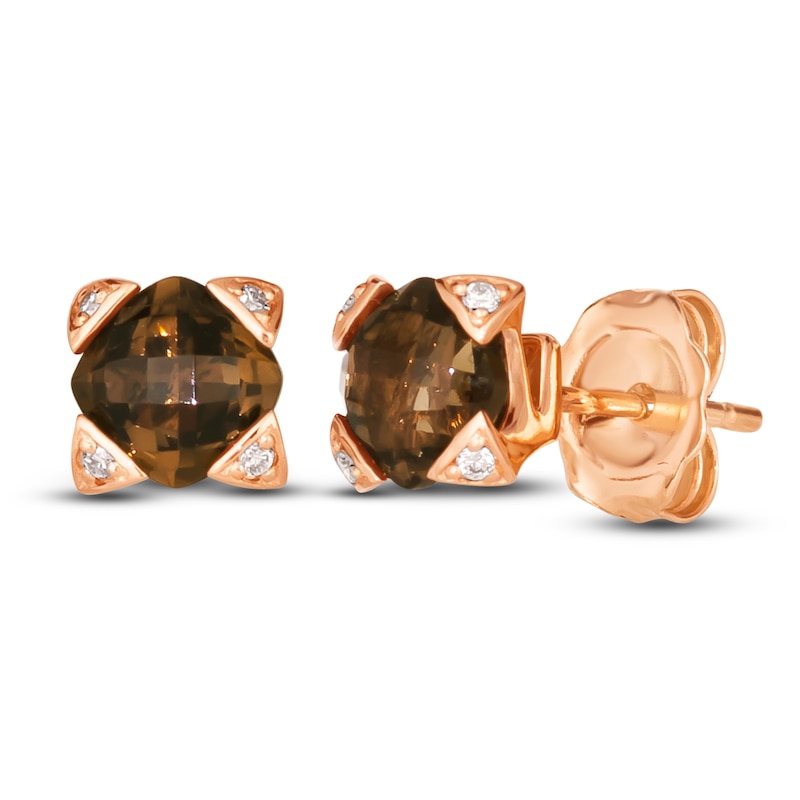 Main Image 2 of Le Vian Natural Smoky Quartz Stud Earrings 14K Strawberry Gold