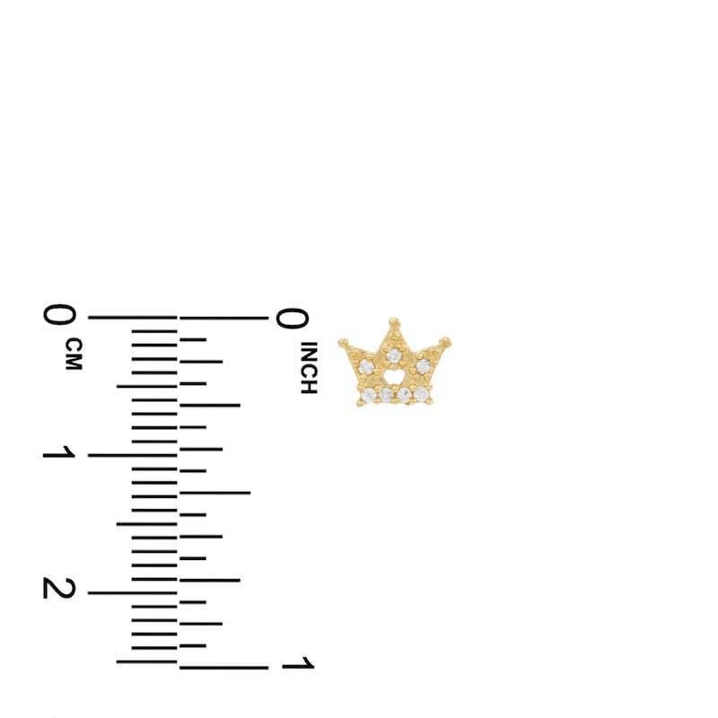 Main Image 3 of Children's Diamond Crown Stud Earrings 1/15 ct tw Round 14K Yellow Gold