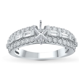 Lab-Grown Diamond Engagement Ring Setting 1 ct tw Baguette/Round 14K White Gold