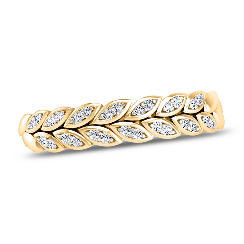 Diamond Leaf Ring 1/10 ct tw Round 14K Yellow Gold