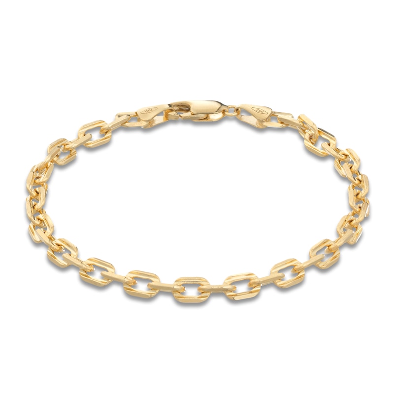Main Image 1 of LUSSO by Italia D'Oro Men's Hollow Anchor Link Bracelet 14K Yellow Gold 8"