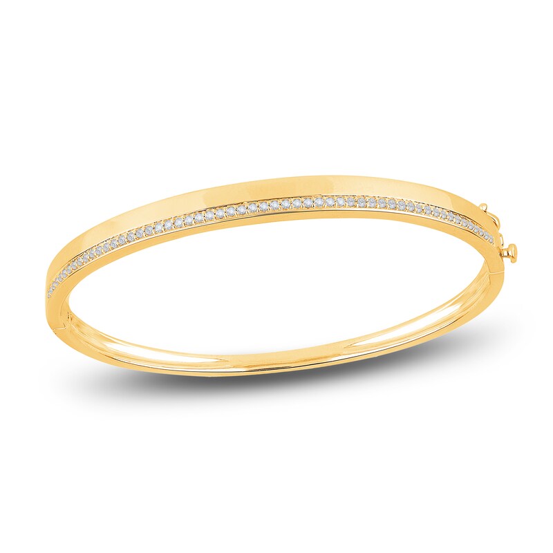 Main Image 1 of Diamond Pave Bangle Bracelet 1/2 ct tw Round 14K Yellow Gold