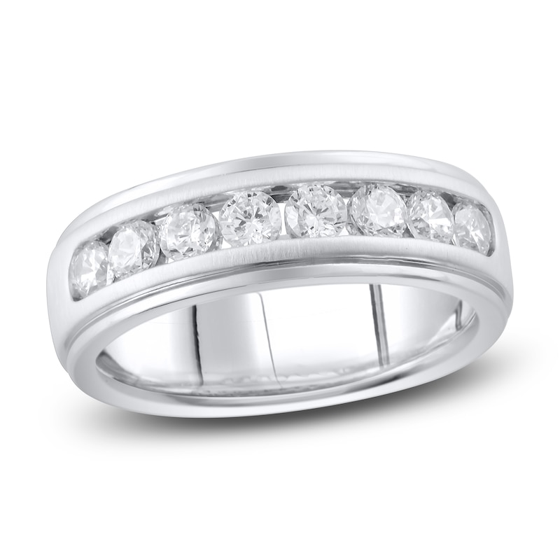 Main Image 1 of Men's Lab-Grown Diamond Anniversary Ring 1 ct tw Round 14K White Gold