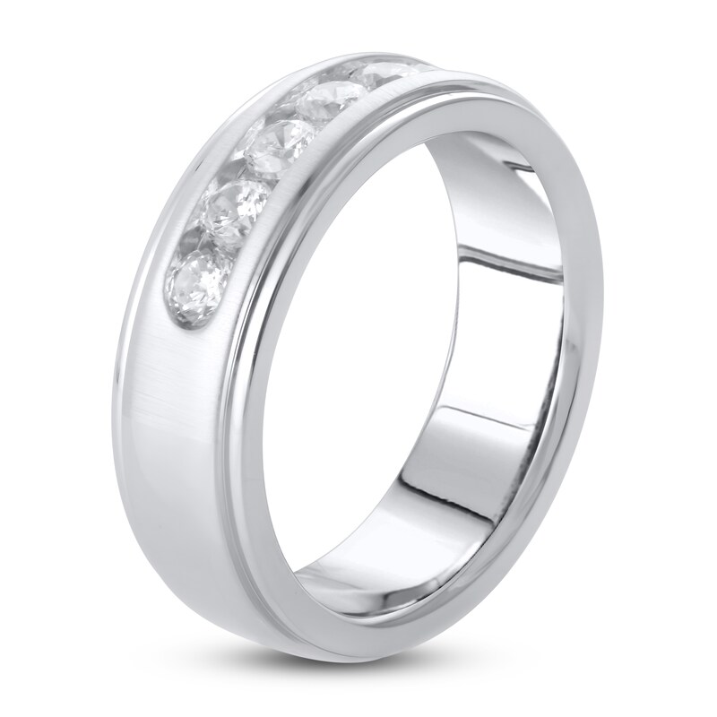 Main Image 2 of Men's Lab-Grown Diamond Anniversary Ring 1 ct tw Round 14K White Gold
