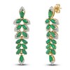 Thumbnail Image 2 of Natural Emerald Drop Earrings 1/4 ct tw Diamonds 14K Yellow Gold