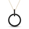 Thumbnail Image 1 of Black Diamond Circle Pendant Necklace 3/8 ct tw Round 14K Yellow Gold 18"