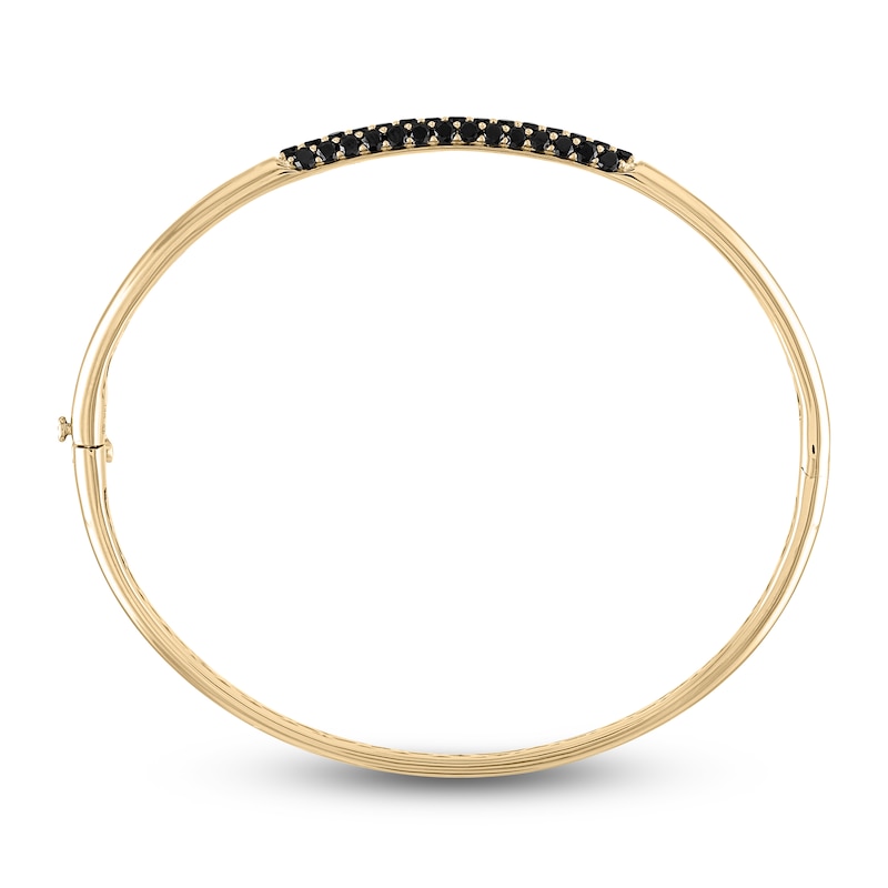 Main Image 2 of Black Diamond Bangle Bracelet 1-1/2 ct tw Round 14K Yellow Gold "