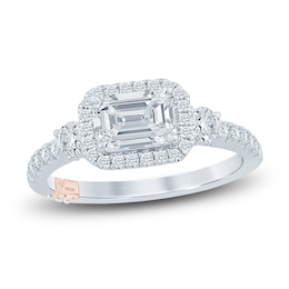 Pnina Tornai Lab-Grown Diamond Engagement Ring 1-5/8 ct tw Emerald/Round 14K White Gold