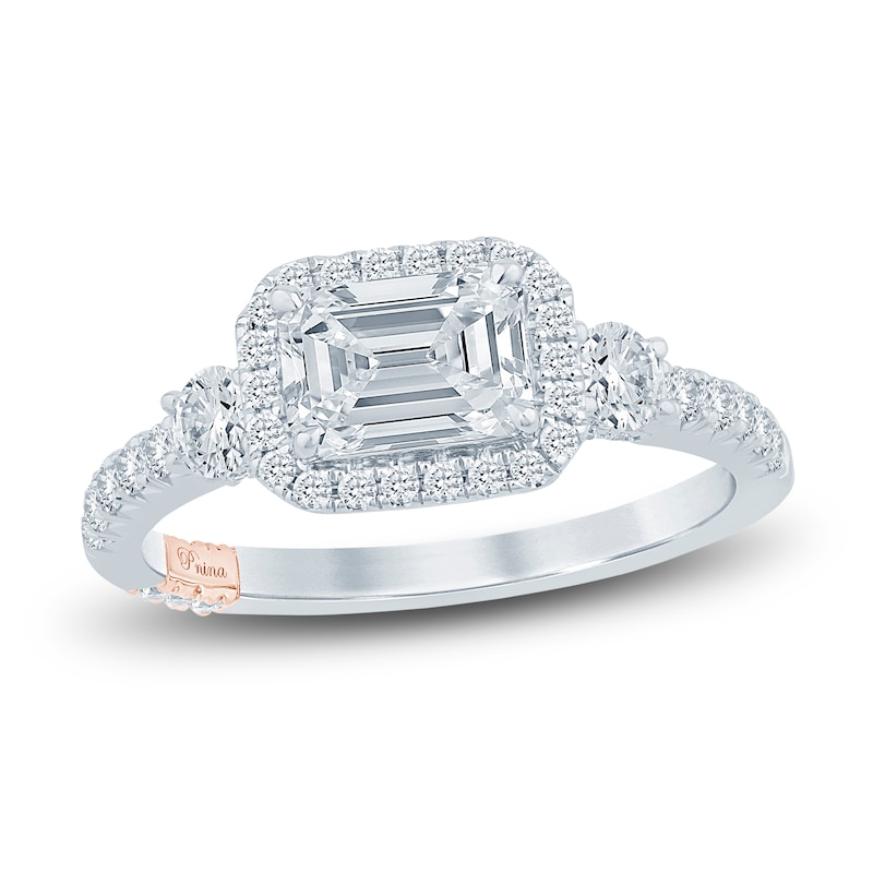 Pnina Tornai Lab-Created Diamond Engagement Ring 1-5/8 ct tw Emerald/Round 14K White Gold