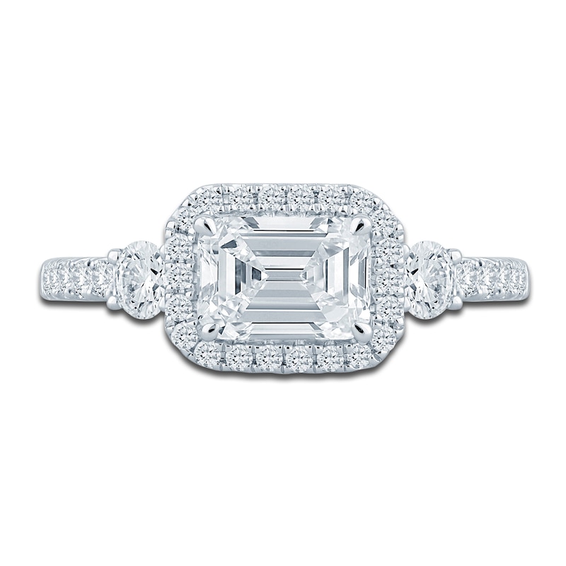 Main Image 3 of Pnina Tornai Lab-Grown Diamond Engagement Ring 1-5/8 ct tw Emerald/Round 14K White Gold