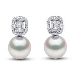 Yoko London South Sea Cultured Pearl Earrings 5/8 ct tw Diamonds 18K White Gold