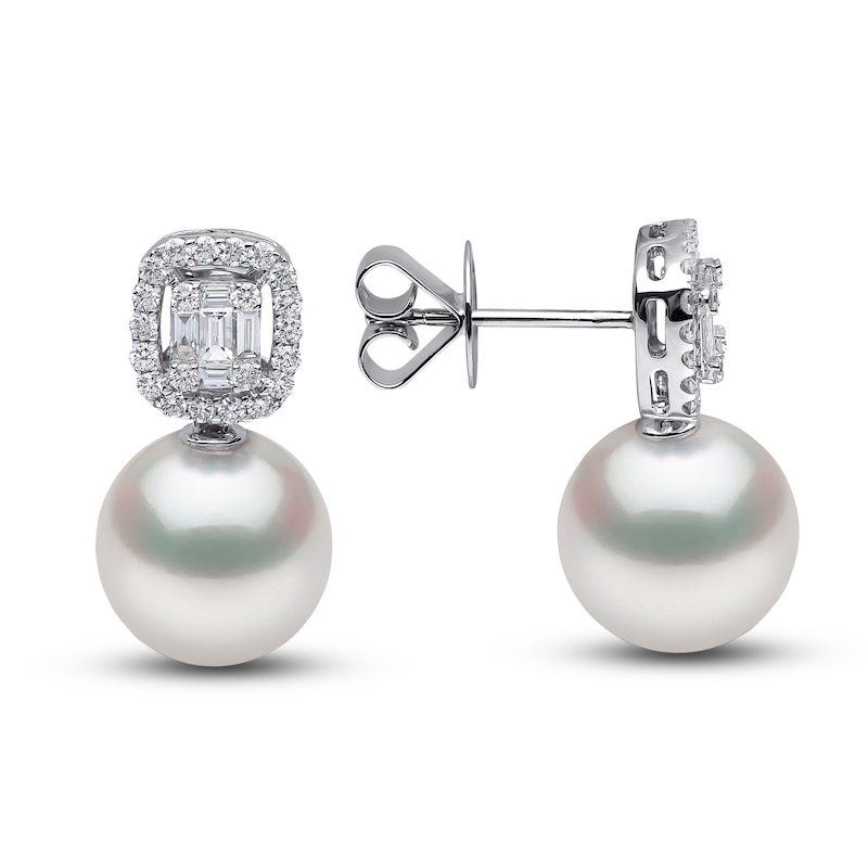 Yoko London South Sea Cultured Pearl Earrings 5/8 ct tw Diamonds 18K White Gold