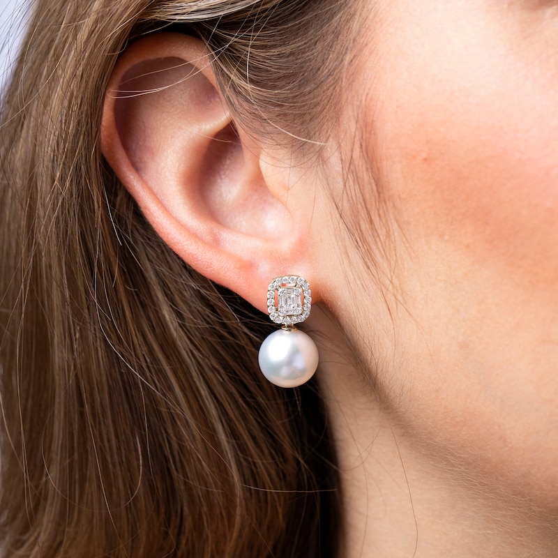 Main Image 3 of Yoko London South Sea Cultured Pearl Earrings 5/8 ct tw Diamonds 18K White Gold