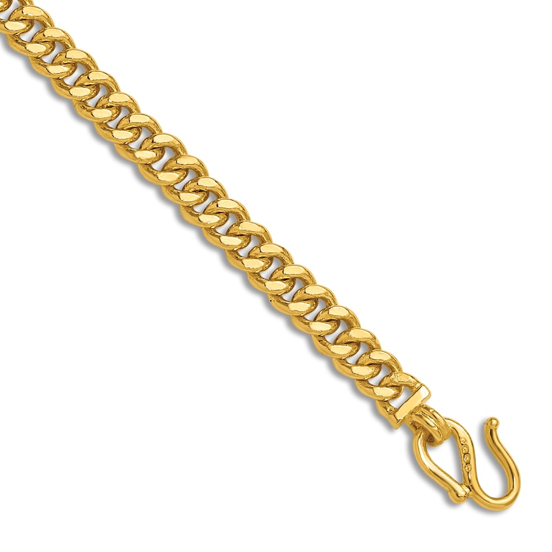 Main Image 3 of Men's Curb Chain Bracelet 24K Yellow Gold 8" 7.2mm