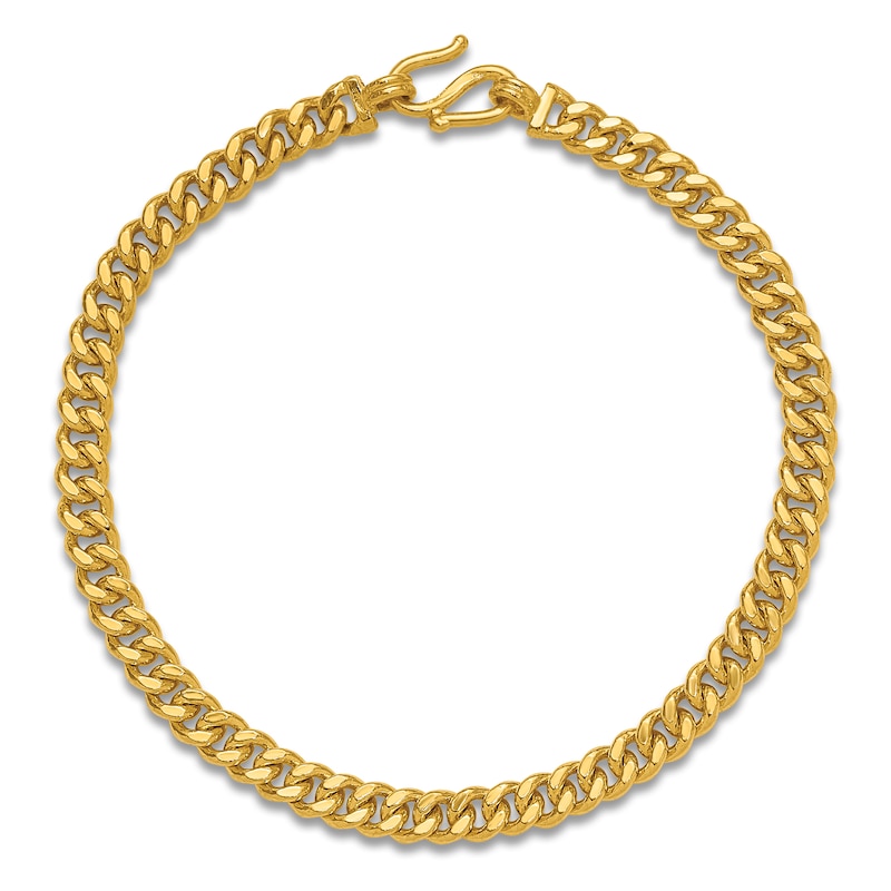 Main Image 4 of Men's Curb Chain Bracelet 24K Yellow Gold 8" 7.2mm