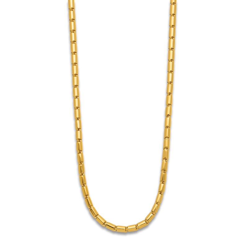 Main Image 2 of High-Polish Barrel Chain Necklace 24K Yellow Gold 20" 3.2mm