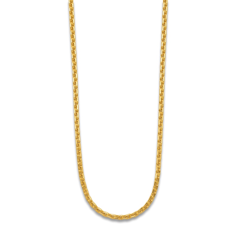 Main Image 2 of High-Polish Square Barrel Chain Necklace 24K Yellow Gold 24" 3.5mm