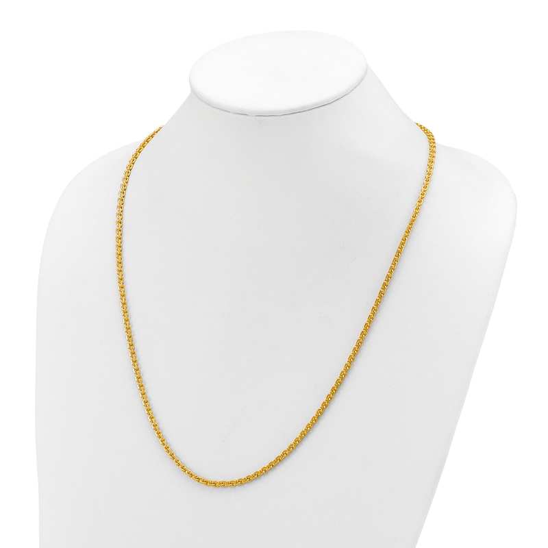 Main Image 3 of High-Polish Square Barrel Chain Necklace 24K Yellow Gold 24" 3.5mm