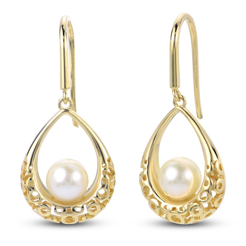 Freshwater Cultured Pearl Hook Earrings 14K Yellow Gold