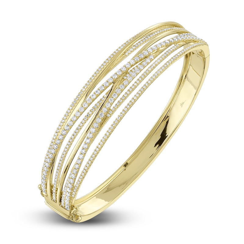 Shy Creation Diamond Bangle Bracelet 1-1/2 ct tw 14K Yellow Gold SC55025360ZS