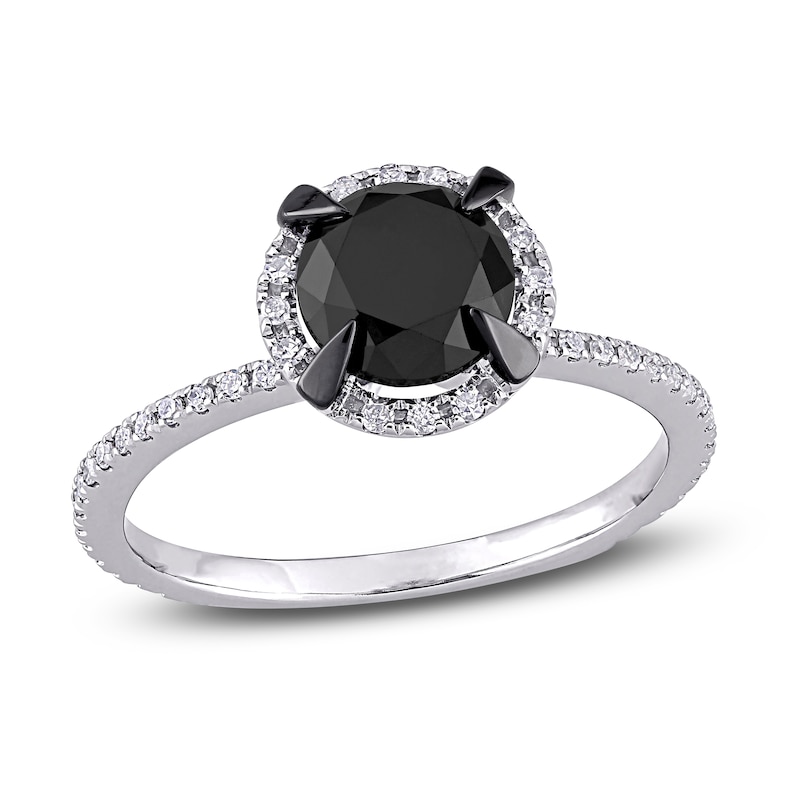 Black Diamond Engagement Ring 2 ct tw 14K White Gold