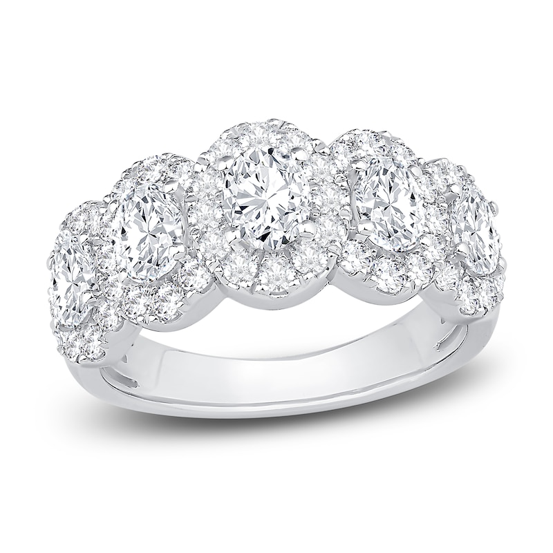 Main Image 1 of Diamond 5-Stone Anniversary Ring 2 ct tw Oval/Round 14K White Gold