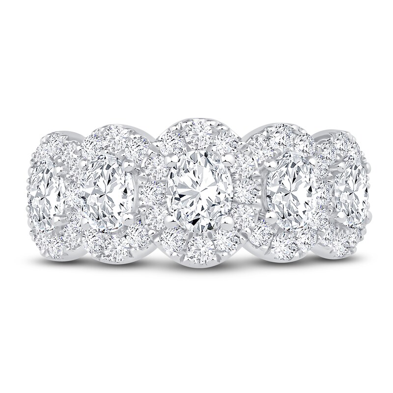 Main Image 3 of Diamond 5-Stone Anniversary Ring 2 ct tw Oval/Round 14K White Gold