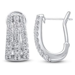 Diamond Three-Row Split Hoop Earrings 2 ct tw 14K White Gold