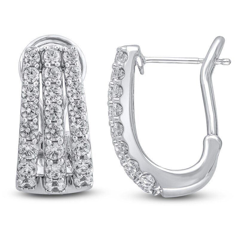 Main Image 1 of Diamond Three-Row Split Hoop Earrings 2 ct tw 14K White Gold
