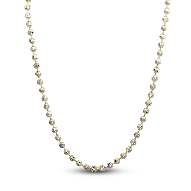 Italia D'Oro Diamond-Cut Solid Ball Chain Necklace 14K Two-Tone Gold 18" 3.5mm