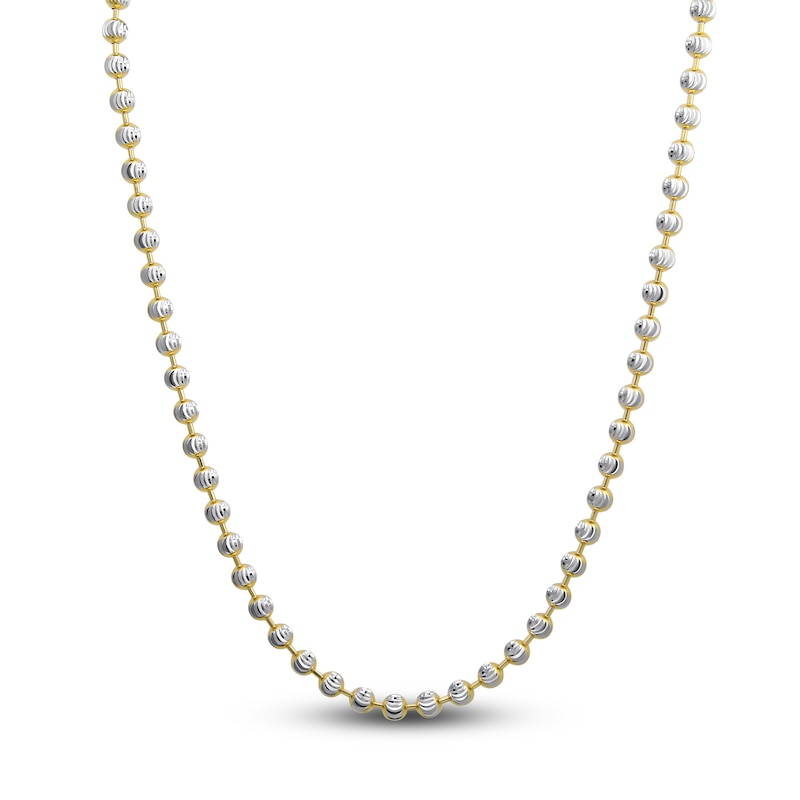 Main Image 1 of Italia D'Oro Diamond-Cut Solid Ball Chain Necklace 14K Two-Tone Gold 18" 3.5mm