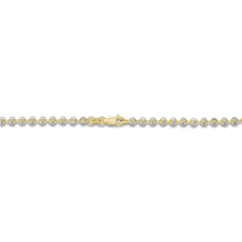 Main Image 2 of Italia D'Oro Diamond-Cut Solid Ball Chain Necklace 14K Two-Tone Gold 18" 3.5mm