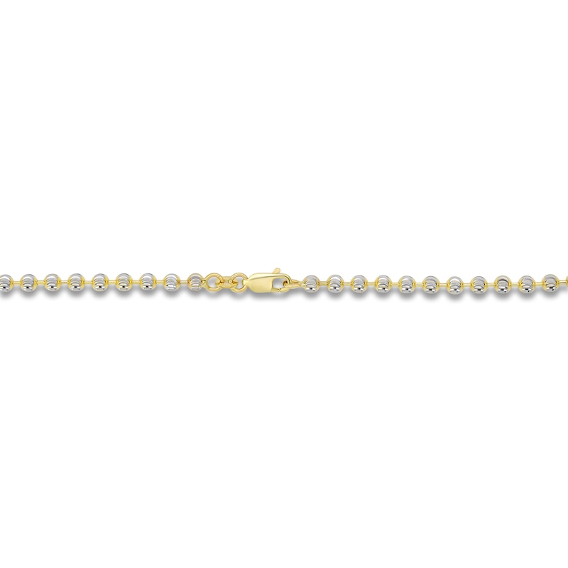 Italia D'Oro Diamond-Cut Solid Ball Chain Necklace 14K Two-Tone Gold 18" 3.5mm