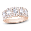 Thumbnail Image 1 of Emerald and Round-Cut Diamond Anniversary Band 2 ct tw 14K Rose Gold