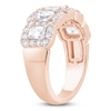 Thumbnail Image 2 of Emerald and Round-Cut Diamond Anniversary Band 2 ct tw 14K Rose Gold
