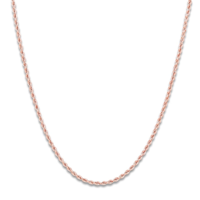 Main Image 1 of High-Polish Glitter Rope Chain 14K Rose Gold 20" 1.8mm
