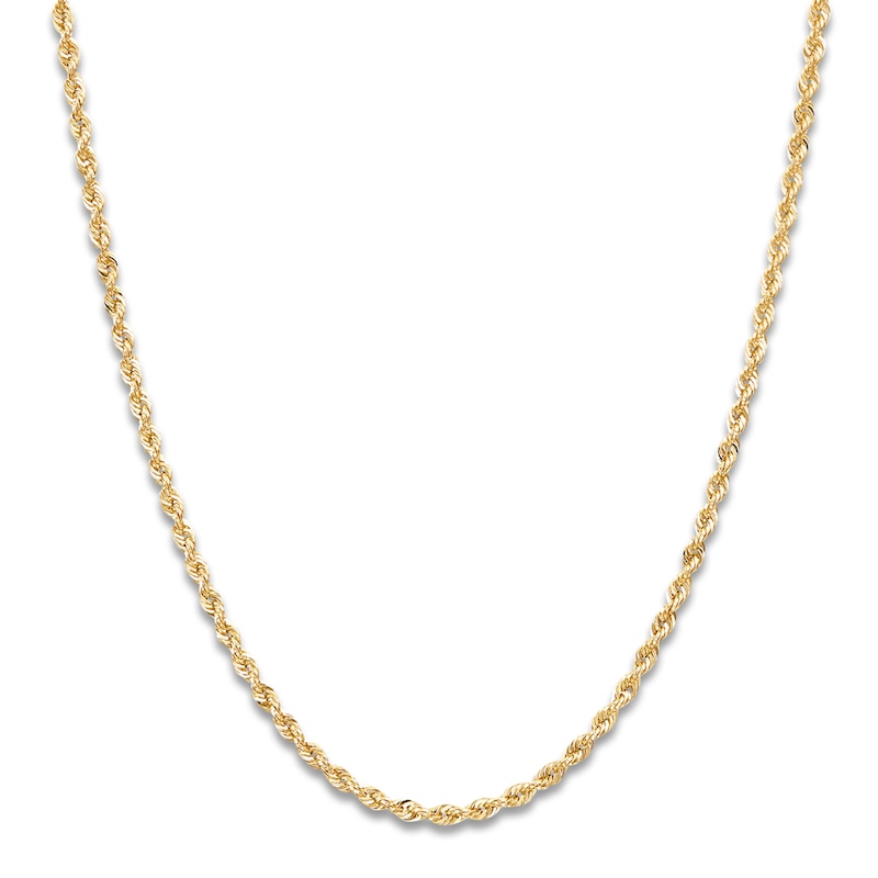 High-Polish Glitter Rope Chain 14K Yellow Gold 18" 2mm