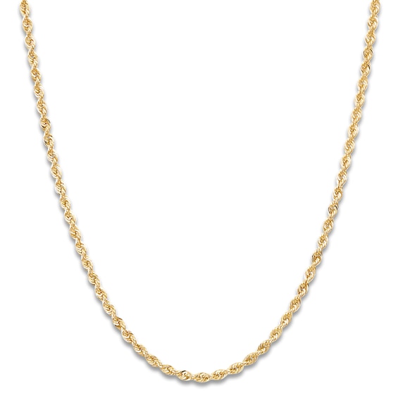High-Polish Glitter Rope Chain 14K Yellow Gold 20" 2mm
