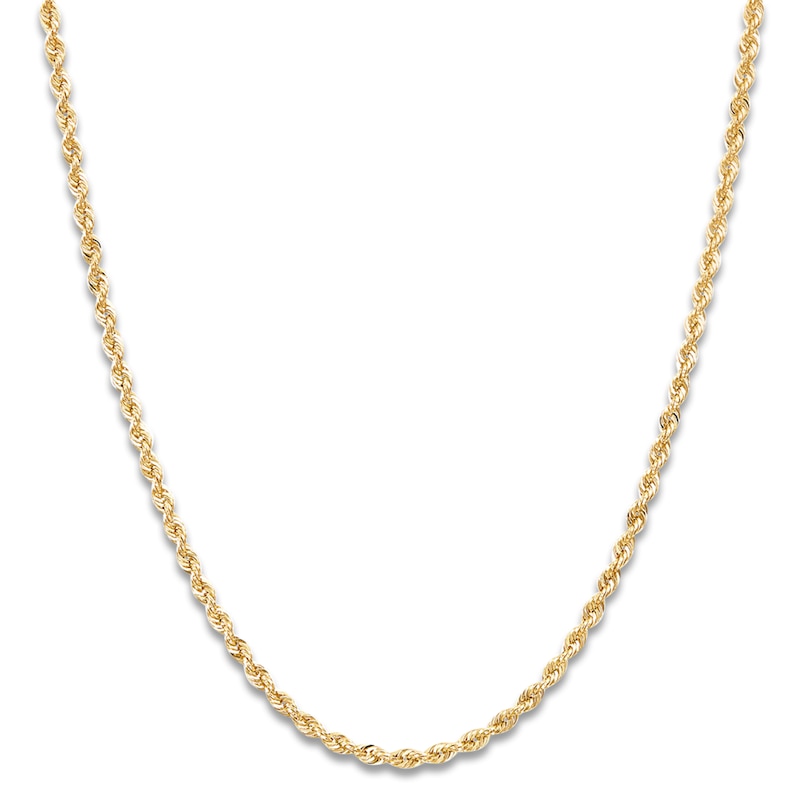 Main Image 1 of High-Polish Glitter Rope Chain 14K Yellow Gold 20" 2mm