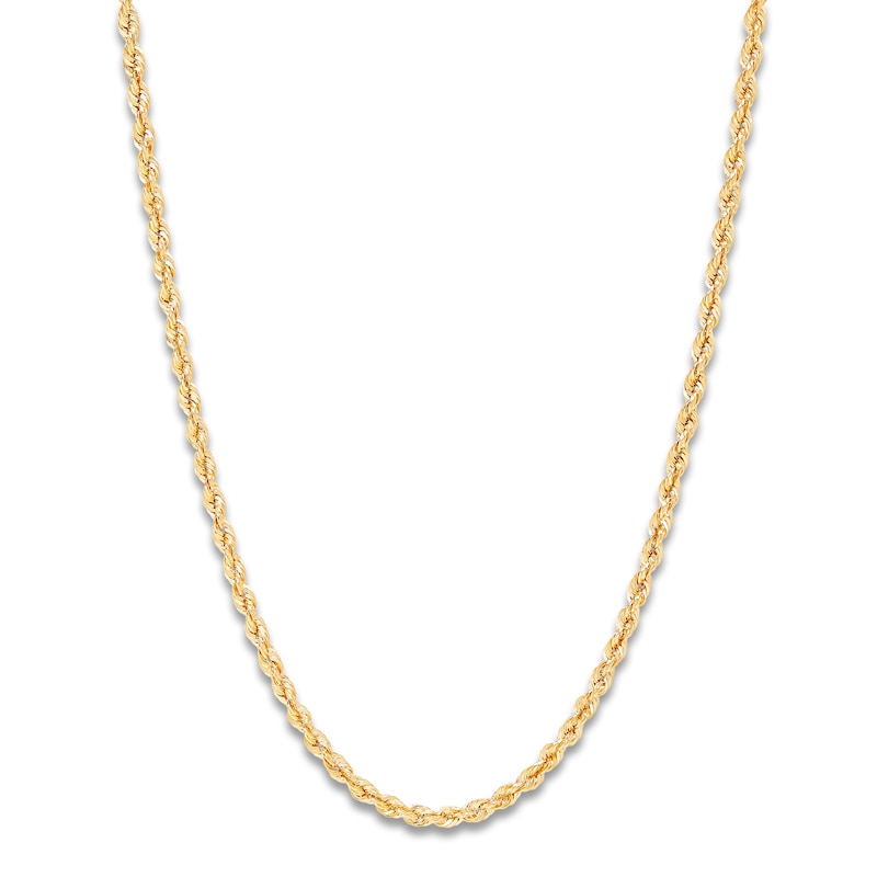 Main Image 1 of High-Polish Glitter Rope Chain 14K Yellow Gold 18" 2.4mm