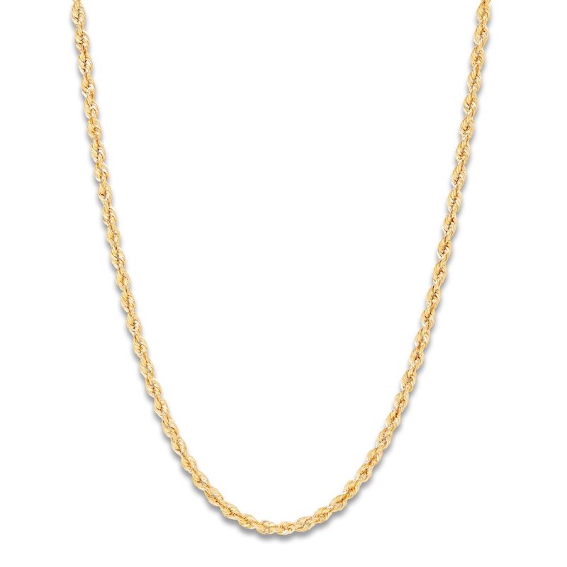 Main Image 1 of High-Polish Glitter Rope Chain 14K Yellow Gold 22" 2.4mm