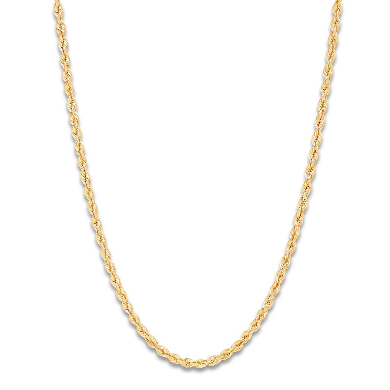 Main Image 1 of High-Polish Glitter Rope Chain 14K Yellow Gold 24" 2.4mm