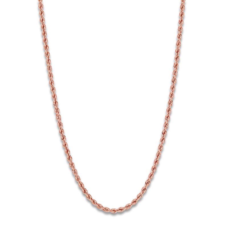 Main Image 1 of High-Polish Glitter Rope Chain 14K Rose Gold 20" 2.4mm