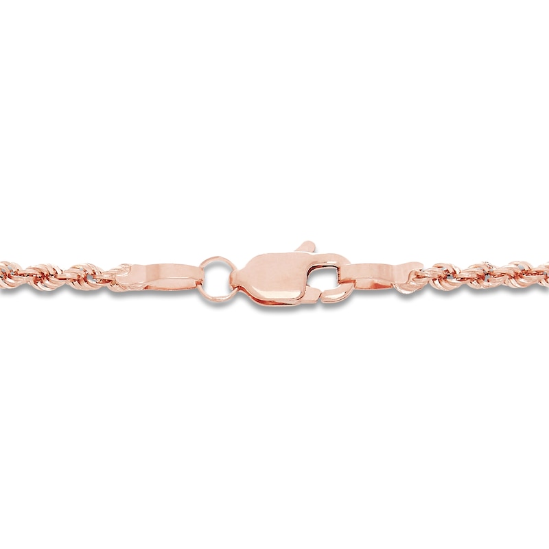 Main Image 2 of High-Polish Glitter Rope Chain 14K Rose Gold 20" 2.4mm