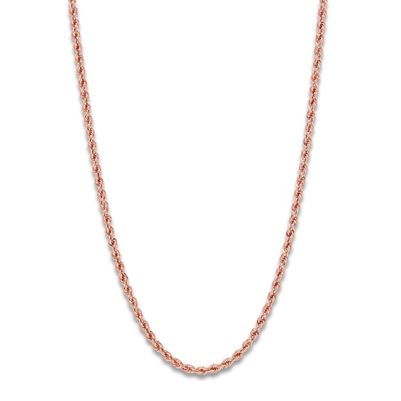 High-Polish Glitter Rope Chain 14K Rose Gold 24" 2.4mm