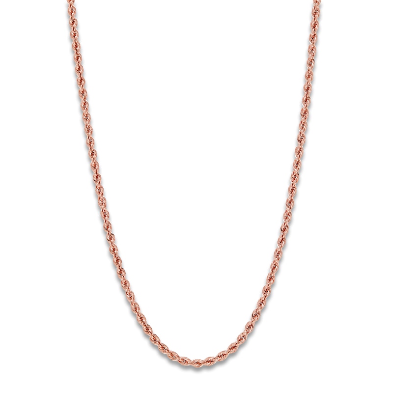 Main Image 1 of High-Polish Glitter Rope Chain 14K Rose Gold 18" 2.4mm